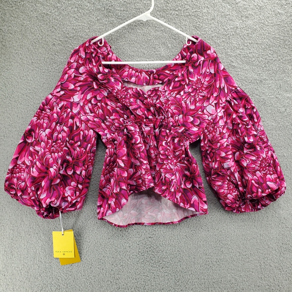 Kika Vargas x Target Blouse Top Mum Floral Scallop Back Puff Sleeve NWT